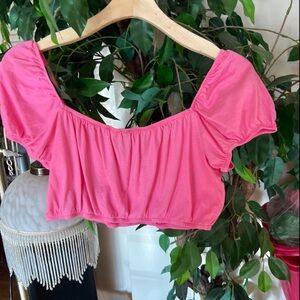 H&M Vibrant Pink Puff Sleeve Blouse
